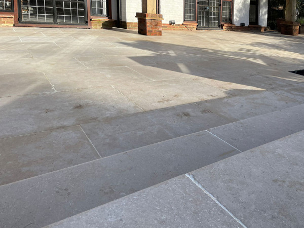 Wentworth Landscaping Large Format Limestone Patio at Period Property