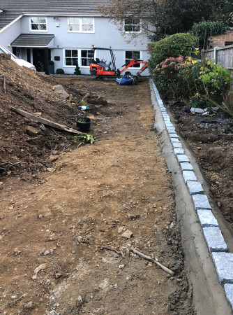 Wentworth Landscaping Driveway Excavation with Granite Sett Edging and Mini Digger