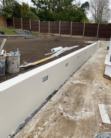 wentworth landscaping rendered retaining wall groundworks