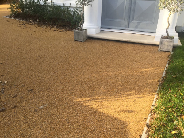 Wentworth Landscaping Resin Bound Driveway at Period Entrance with Olive Trees