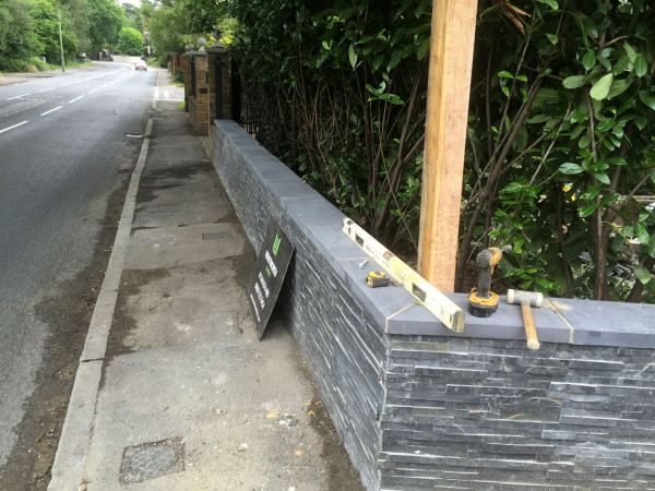 Wentworth Landscaping Slate Cladding Boundary Wall with Coping Installation