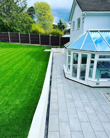 wentworth landscaping porcelain patio conservatory lawn