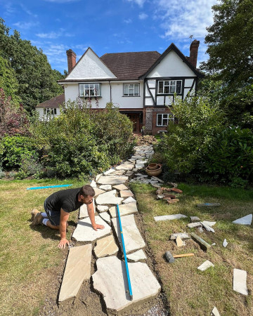 wentworth landscaping natural stone pathway installation
