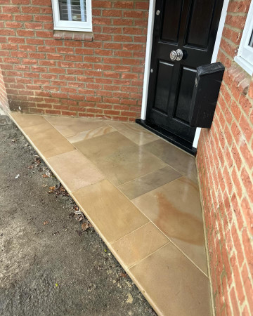 wentworth landscaping sandstone paving front door entrance
