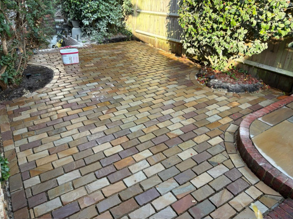 wentworth landscaping block paving herringbone patio
