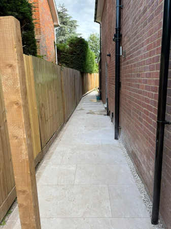 wentworth landscaping side access porcelain paving closeboard