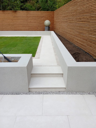 wentworth landscaping contemporary garden steps rendered wall
